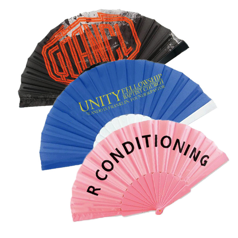 Fábrica de diseño gratuito publicitario impreso personalizado hueso de plástico fácil de abrir y cerrar ventilador de danza ventilador de propaganda cultural