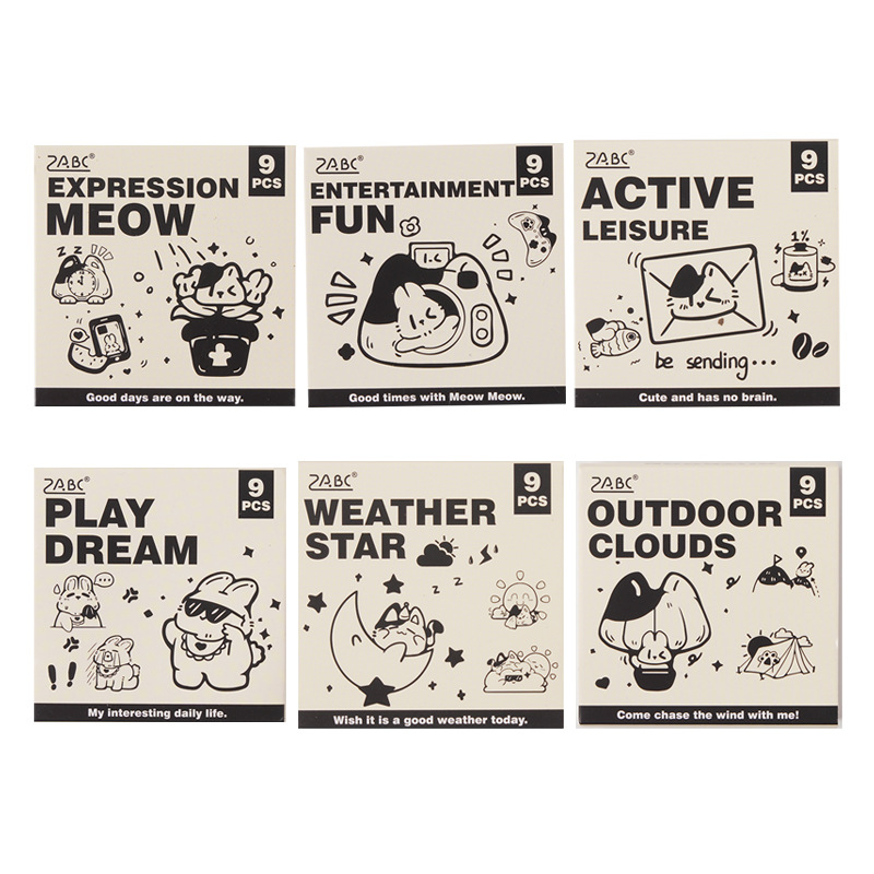 Registro de tiempo, juego de sellos de madera, bricolaje, impresión de diario de cuenta manual, dibujos animados transfronterizos, clima animal, sello de cuenta manual