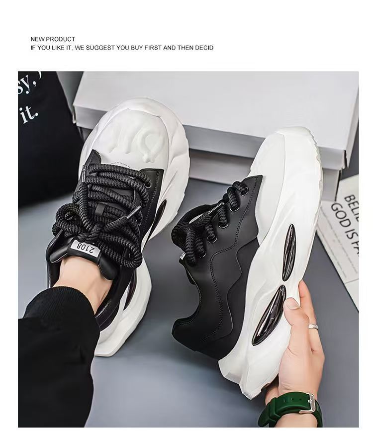 Men's Casual Dad Shoes Thick-soled Height-increasing Sports Trainers_voghion.com