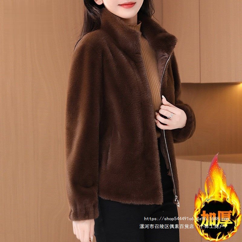 海宁皮草外套女2026新款秋冬季爆款貂皮小个子短款水貂绒皮毛一体