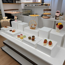 亚克力白色饰品展示盒摆件鲜花台婚庆派对蛋糕甜品台立方体展示架