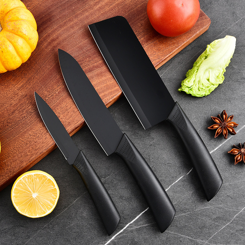 Fábrica de acero inoxidable cuchillo de corte de tres piezas cuchillo de cocina cuchillo de frutas cuchillo de red cuchillo de cocina multifuncional