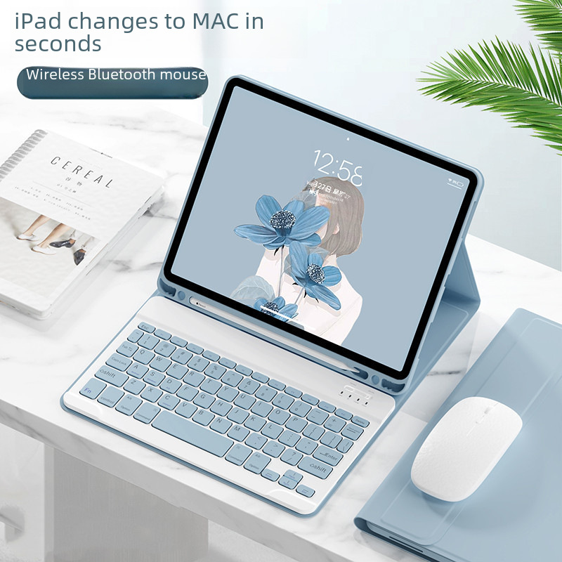 適用蘋果iPad10平板帶筆槽藍牙鍵盤air45保護套鼠標pro11鍵盤套裝
