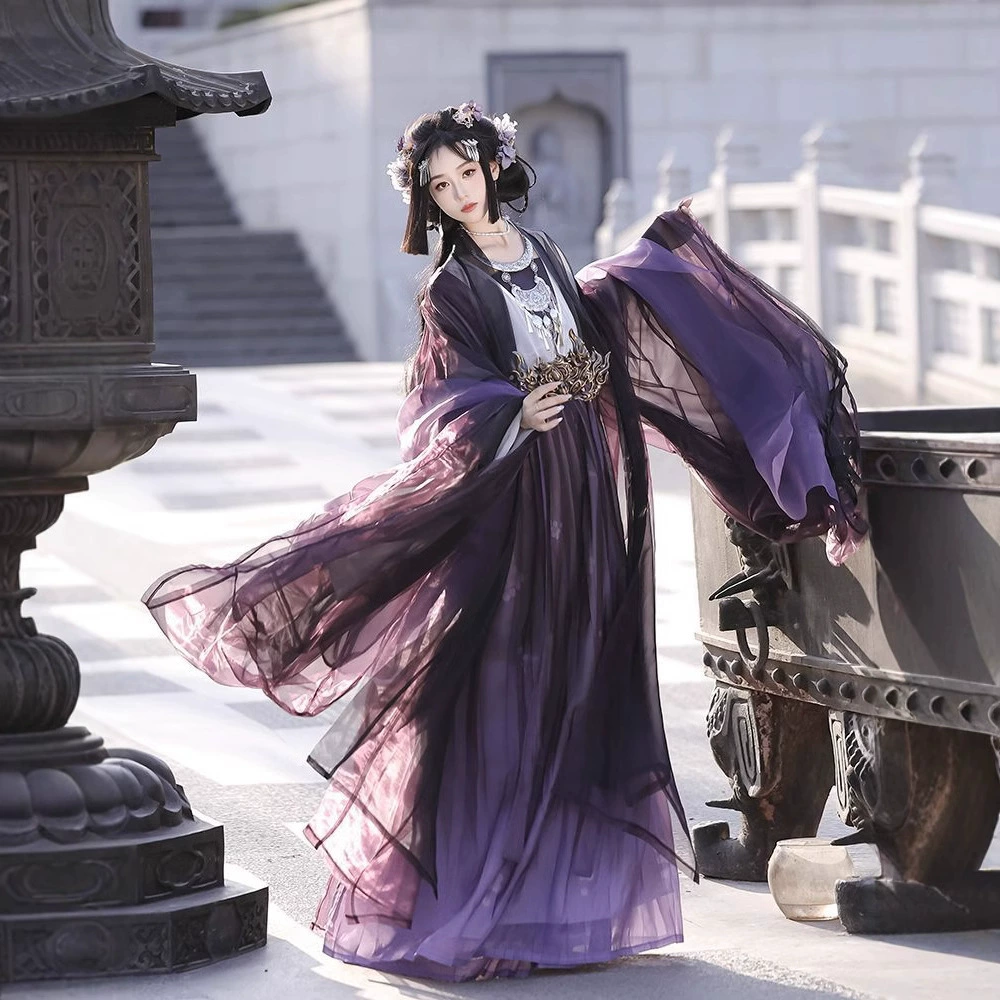 Оригинальный Hanfu 2025 весна и лето новая песня с двойными рукавами рубашка с прямыми плиссированными юбками тяжелая вышивка ежедневный набор