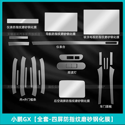 Car interior film pure electric version interior protective - xiaopeng-gxfull-set-four-screen-anti-fingerprint-matte-tempered-film