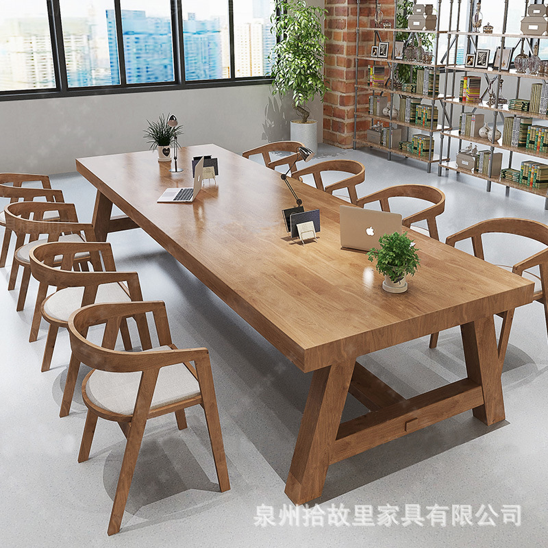 Meeting Room Solid Wood Office Computer Desk Modern Simple Creative Reading Book Designer Workbench Log Desk Meeting Room Solid Wood Office Computer Desk Modern Simple Creative Reading Book Designer Workbench Log Desk