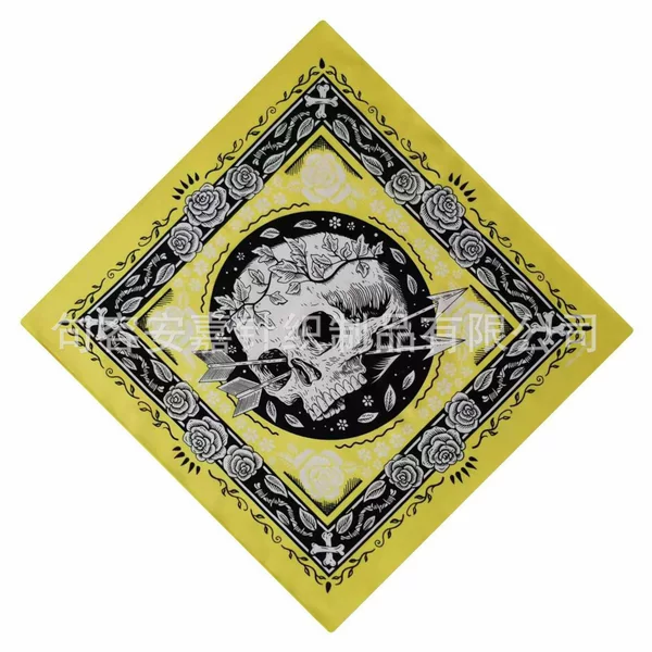 European and American Style Cotton Bow and Arrow Flame Ghost Head Square Scarf Cycling Mountaineering Outdoor Halloween Decorative Face Scarf