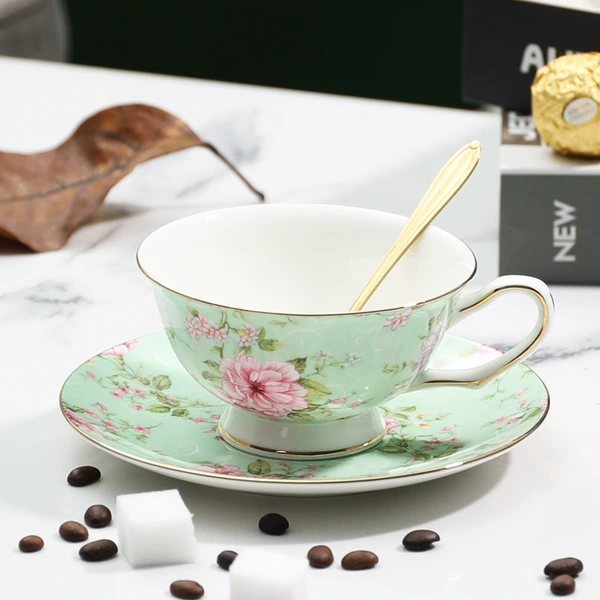 Flower green 1 cup saucer general bag
