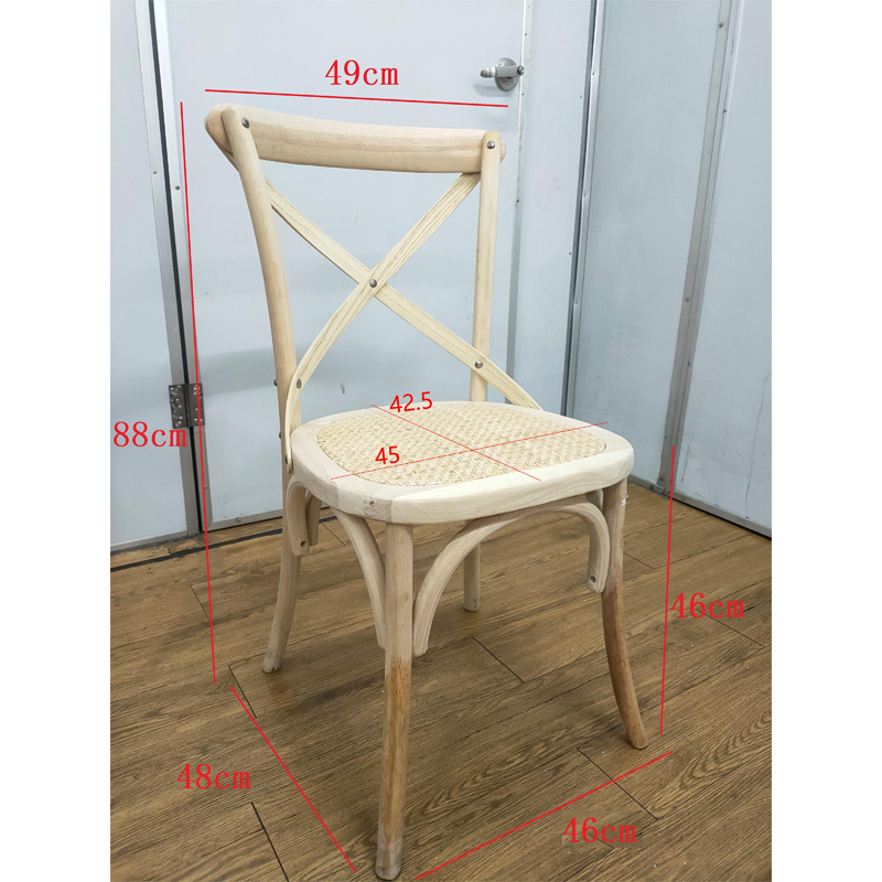 アメリカンレトロ無垢材ダイニングチェアカフェデザートショップレストラン家具結婚式アンティークスタイルテーブルと椅子クロスバックチェア|undefined