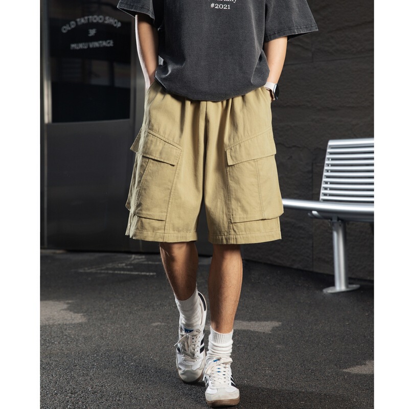 Three-Dimensional Split Structure Flap Pocket Pants Cargo Shorts Summer New Texture Outdoor Loose Casual Trendy Brand Five-Point Pants Q