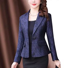 西装外套女2025秋新款韩版复古一粒扣修身轻奢时尚印花优雅小西服
