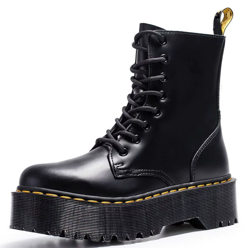 Женские кожаные ботинки Jadon, высокие полуботинки, женские ботинки на толстой подошве с боковой молнией, прошитые, увеличивающие рост, в европейском и американском стиле, мужские ботинки-мартинсы