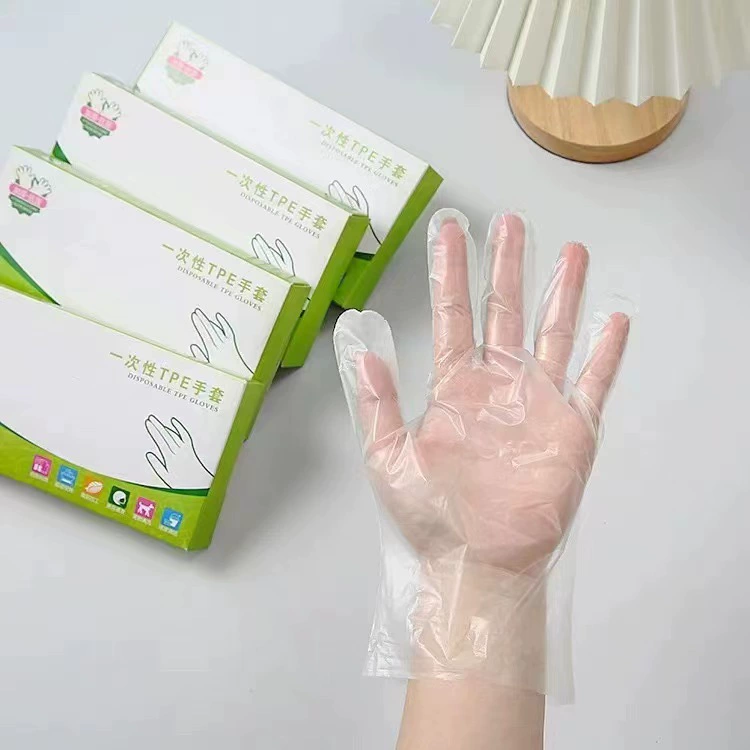 Disposable green transparent gloves