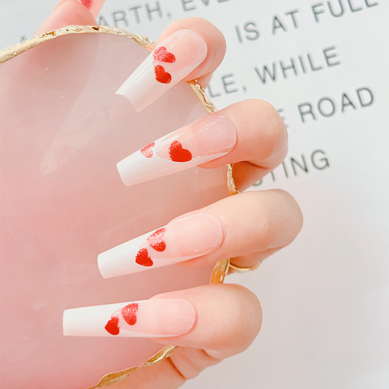 Nuevo producto de manicure 24 amor ballet manicure parche desmontable productos terminados de lámina de oro para usar uñas falsas