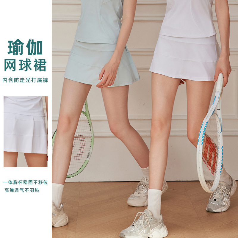 Summer New Lulu Fitness Skirt Comfortable Breathable Lined Tennis Golf Sports Skirt Women's Sun Protection