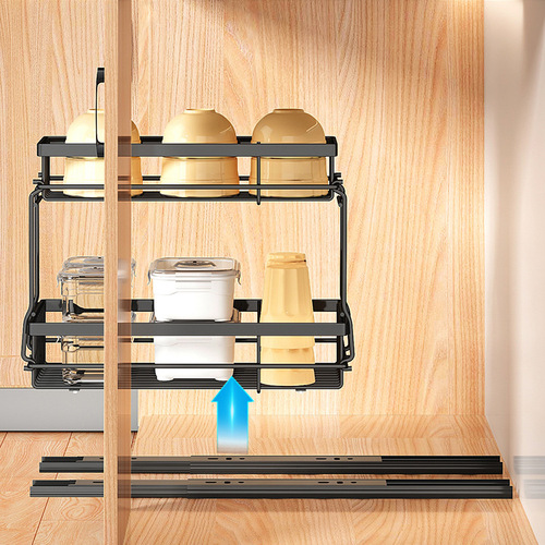 Cross-border Amazon kitchen sink pull-down rack storage shelf bathroom cabinet under multi-layer pull-out tiered storage rack