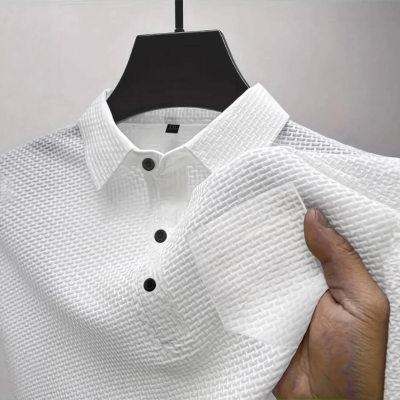 Summer T-Shirt Polo Short-Sleeve Pocket Style High-End Mesh Ice Silk Short-Sleeve T-Shirt Men's Shirt Solid Color Plus Size Summer T-Shirt Polo Short-Sleeve Pocket Style High-End Mesh Ice Silk Short-Sleeve T-Shirt Men's Shirt Solid Color Plus Size
