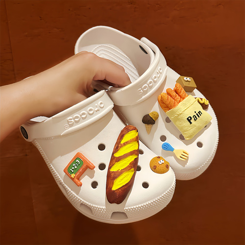 New Hole Shoes Accessory DIY Bread Sweet Food Simulation Eat Play Compatible Shoe Clips Shoe Flowers Accessory Decorations