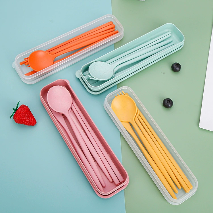 Handheld tableware, spoon, fork, chopsticks, set for traveling, 4 piece set, wholesale, Birthday gift