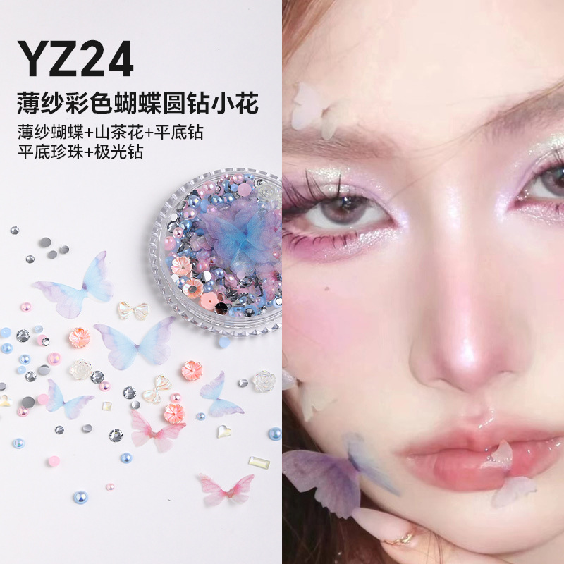 Decoraciones faciales maquillaje de ojos de novia maquillaje de escenario para niños pegatinas especiales cara lentejuelas lágrima diamante mariposa perla al por mayor