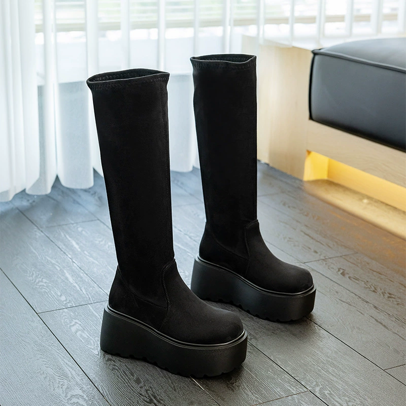Demi-season high elastic high boots platform, 8cm
