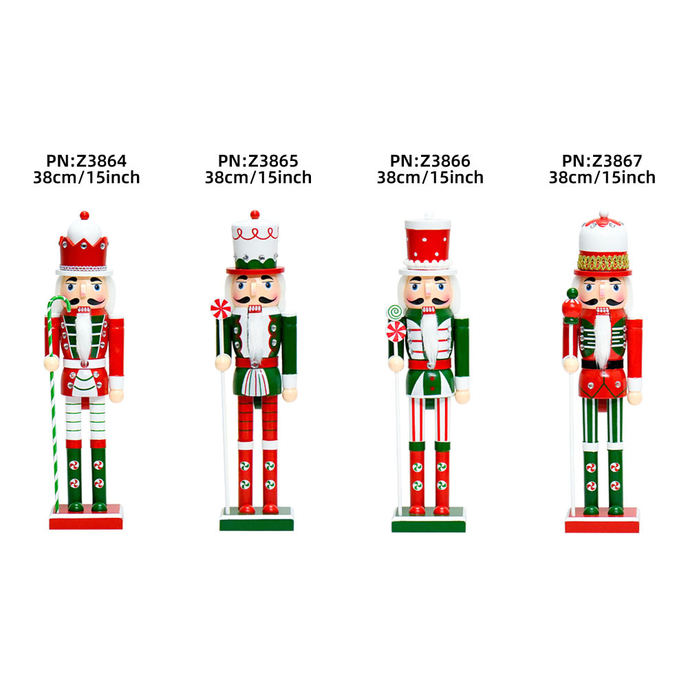 Fronteriza europea 38cm adornos de escritorio de madera cascanueces pintados soldados rojos y verdes dulces fábrica directa