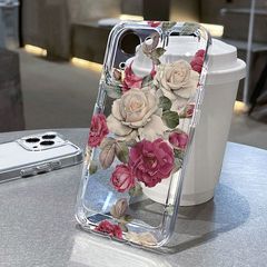 轻奢玫瑰适用于苹果16PROMAX手机壳iPhone15小众14高级感13软壳17