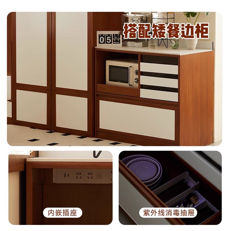 Mueble lateral medieval contra la pared, armario de almacenamiento integrado, cocina de almacenamiento de bocadillos, armario alto tipo refrigerador, armario de almacenamiento de sala de estar combinado