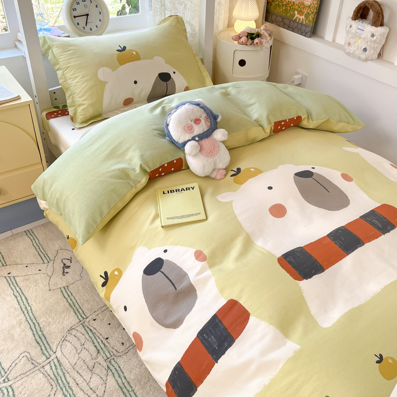 Ropa de cama de tres piezas de algodón para dormitorio de estudiantes universitarios, ropa de cama de algodón, funda de edredón, colchón de seis piezas, bolso de check-in