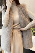 秋冬新款皮草马甲中长款仿貉子毛编织背心时尚显瘦马夹坎肩