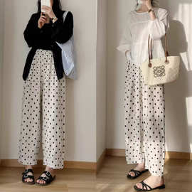 2025夏季新款韩版时尚气质波点哈伦萝卜裤宽松百搭休闲九分裤子