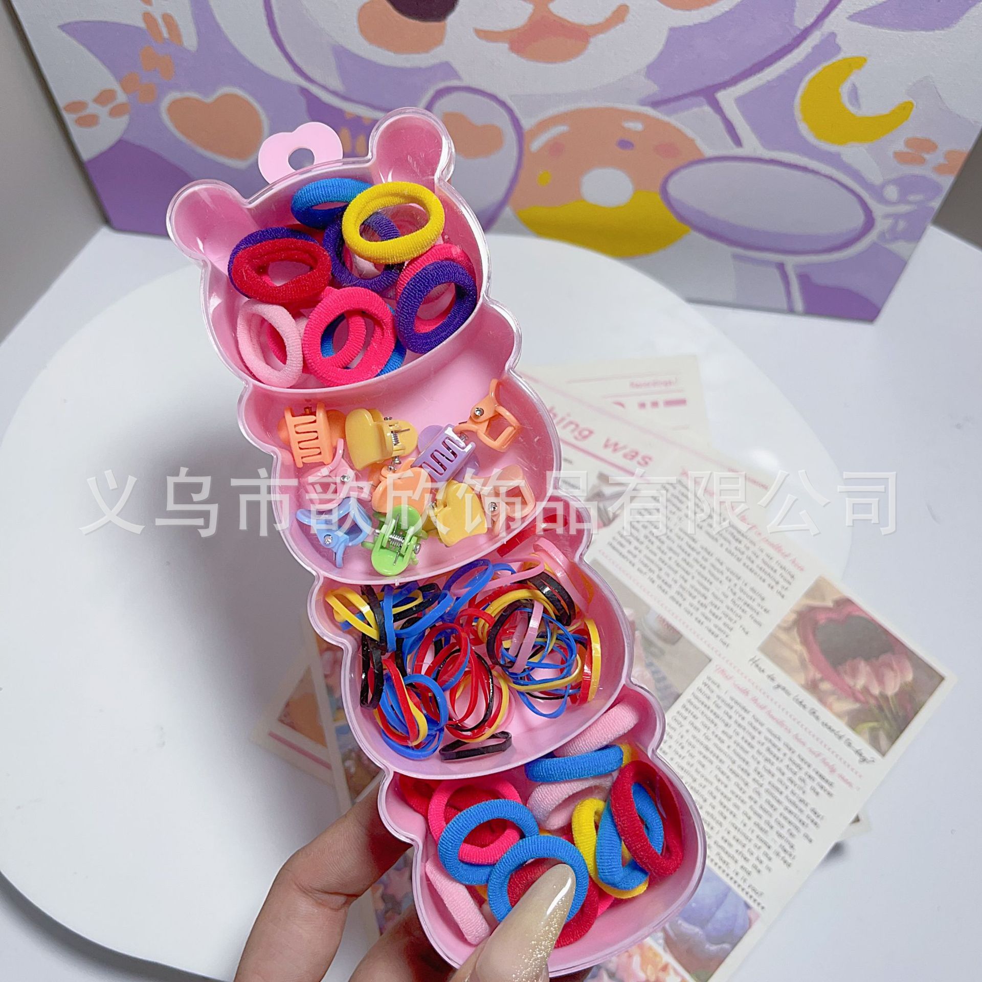 Accesorios para el cabello para niños, ligas para el cabello de colores vibrantes y alta elasticidad, juego de pinzas para el cabello, ligas para el cabello que no dañan el cabello, ligas para el cabello para niñas pequeñas.