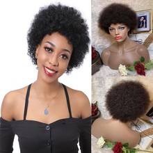 非洲小卷爆炸头afro curly wig真人发头套human hair欧美假发厂家