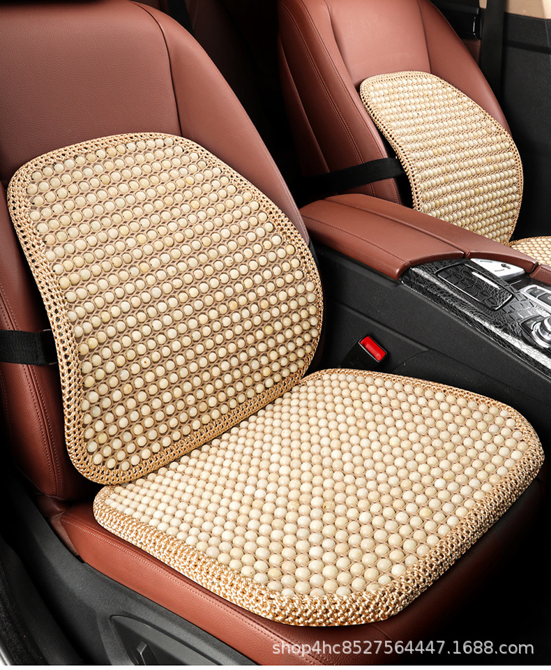 Cross-Border Car Seat Cushion with Bodhi Wood Beads, Summer Cooling Pad, Ventilated and Breathable, Hand-Woven by Manufacturer, Upgraded for Breathability