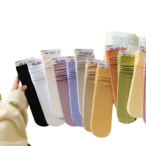 Spring and Autumn Duidui Socks Parent-Child Solid Color Ins Korean Style Simple Fine Cotton Women's Socks Dad's Shoes Mid-Tube Socks Zhuji Wholesale