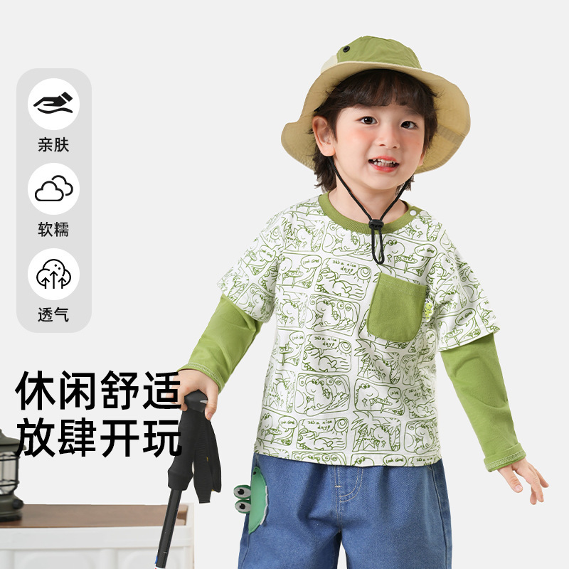 カチカチパンダの子供服の男の子は長袖のtシャツを2枚作っています。|undefined