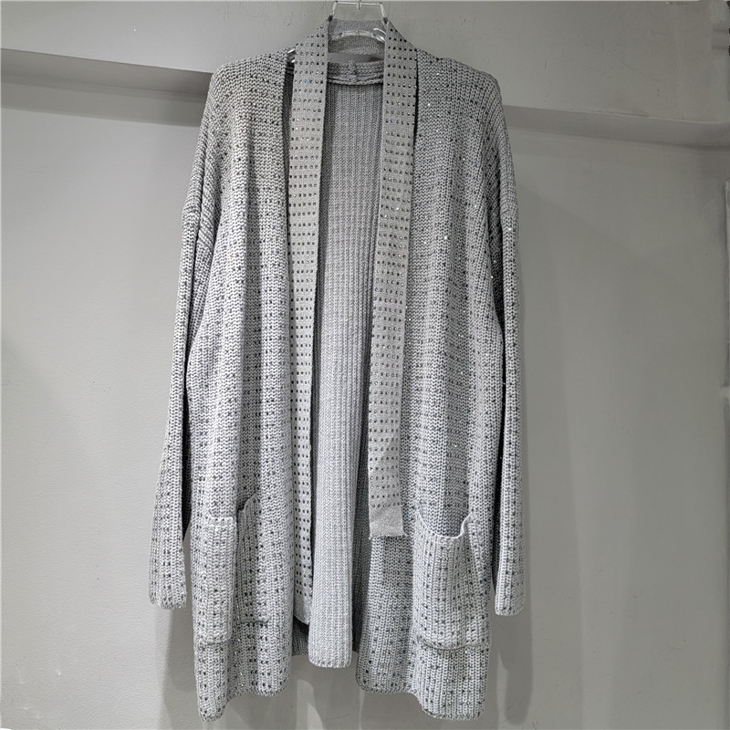 2024 otoño y invierno nuevo suéter abrigo ropa de mujer suelta viento perezoso industria pesada taladro caliente de moda de manga larga tendencia image 2