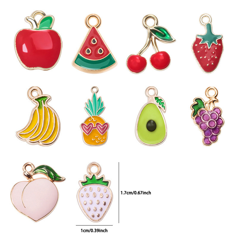 Cross-border Explosions DIY Fruit Series Beaded Bracelet Necklace Pendant Alloy Dropping Strawberry Keychain Pendant