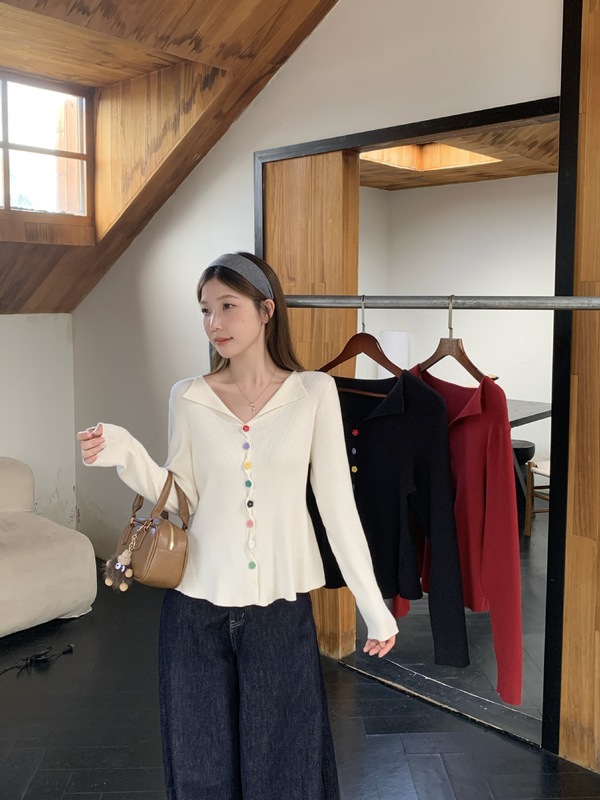 实拍2025秋装胖mm大码彩色纽扣长袖针织衫上衣甜美减毛衣外套5010|undefined