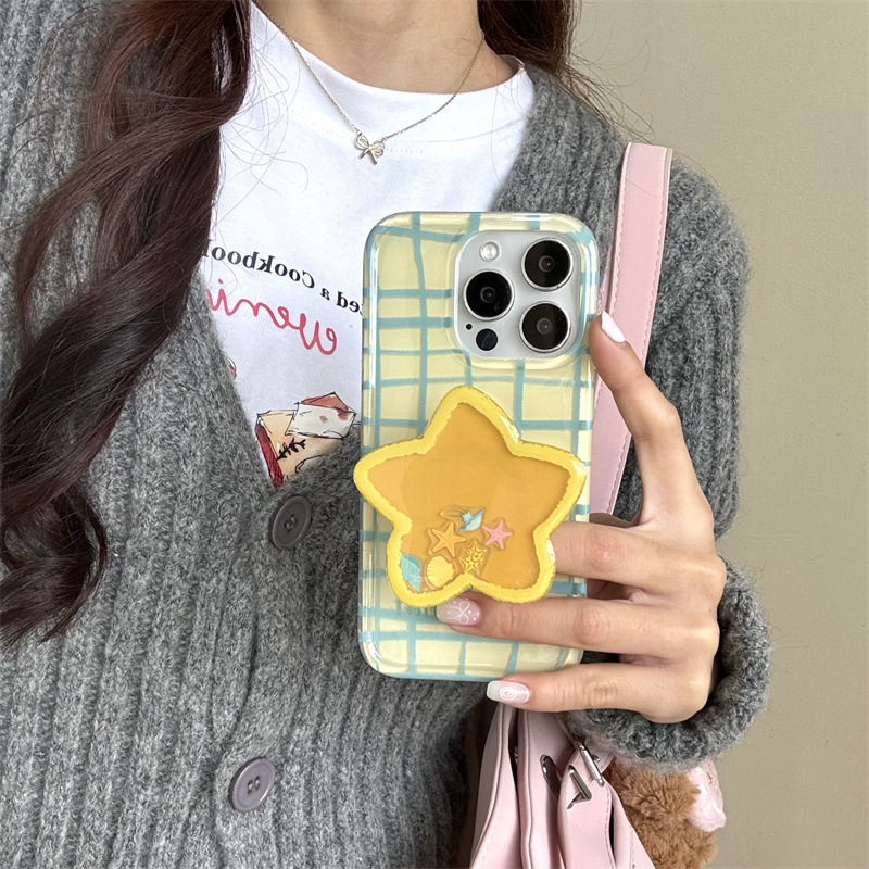 Línea de estrellas a cuadros para Apple 16proMax funda para teléfono móvil 15Pro fresco 14/13 creativo 15PM femenino