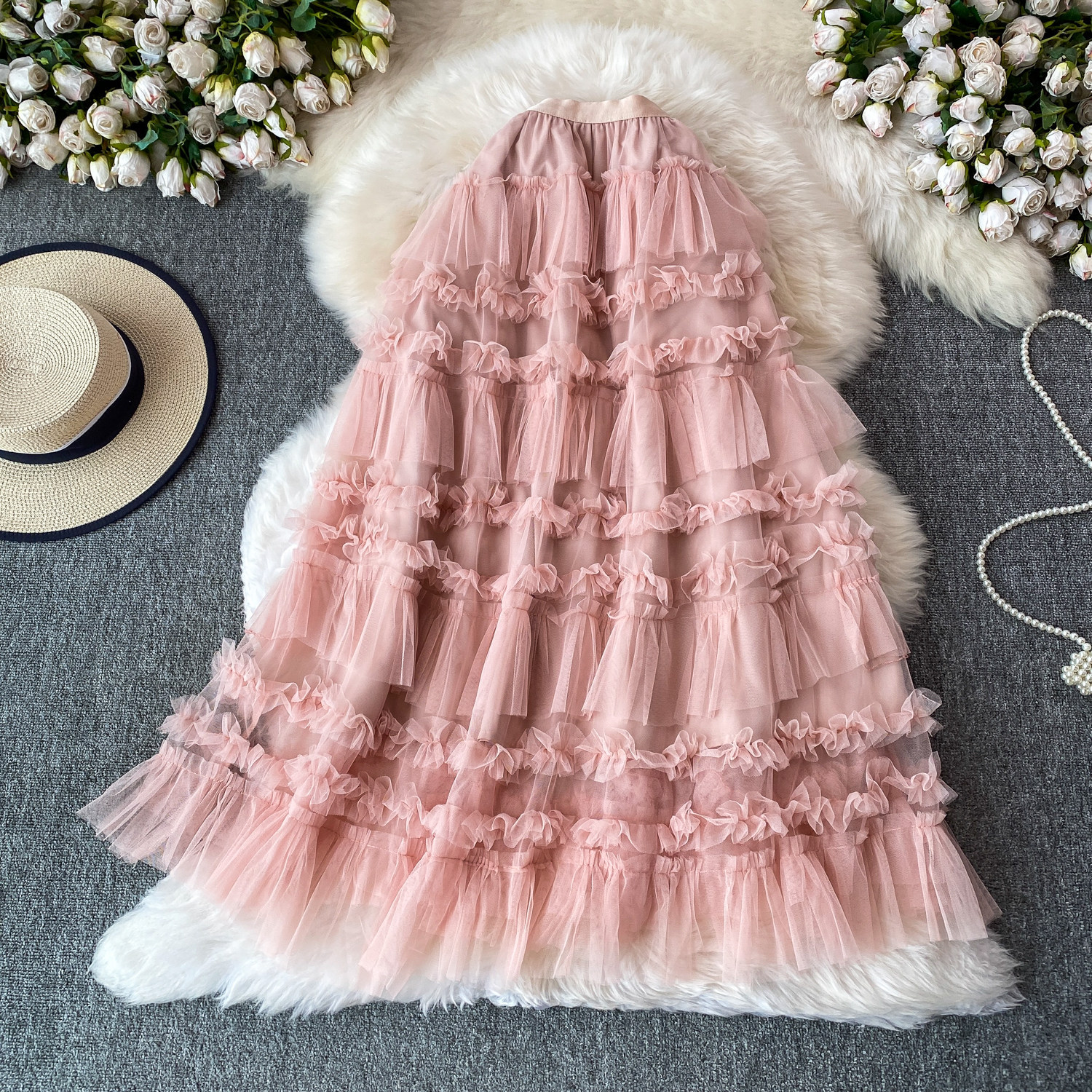 Ethereal Cake Skirt For Women Sweet Bow Mesh Puffy Ruffle Skirt Youthful And Gentle Style New_ecoleips.com