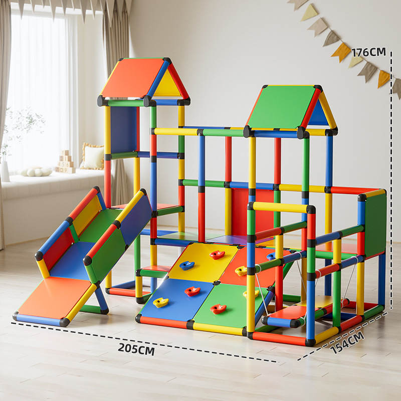 Pipa de escalada de tubería de cambio múltiple combinación de jardín de infantes de color interior de escalada de niños entrenamiento sensorial de escalada de roca juguetes de puente oscilante