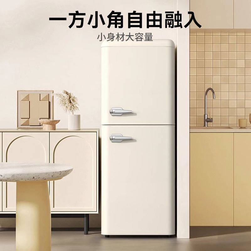 志高复古冰箱家用小型节能省电双开门迷你电冰箱租房宿舍冷藏冷冻