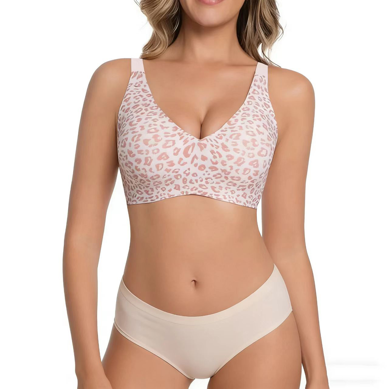 Women's Deep V Neck Bra Seamless Wire-Free Soft Support High Quality Jelly Strip Thin Lingerie For Plus Size_voghion.com