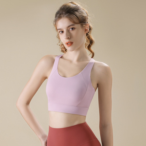 High-intensity sports bra for women, shock-proof big breast push-up yoga vest, all-in-one running fitness bra, bra thin