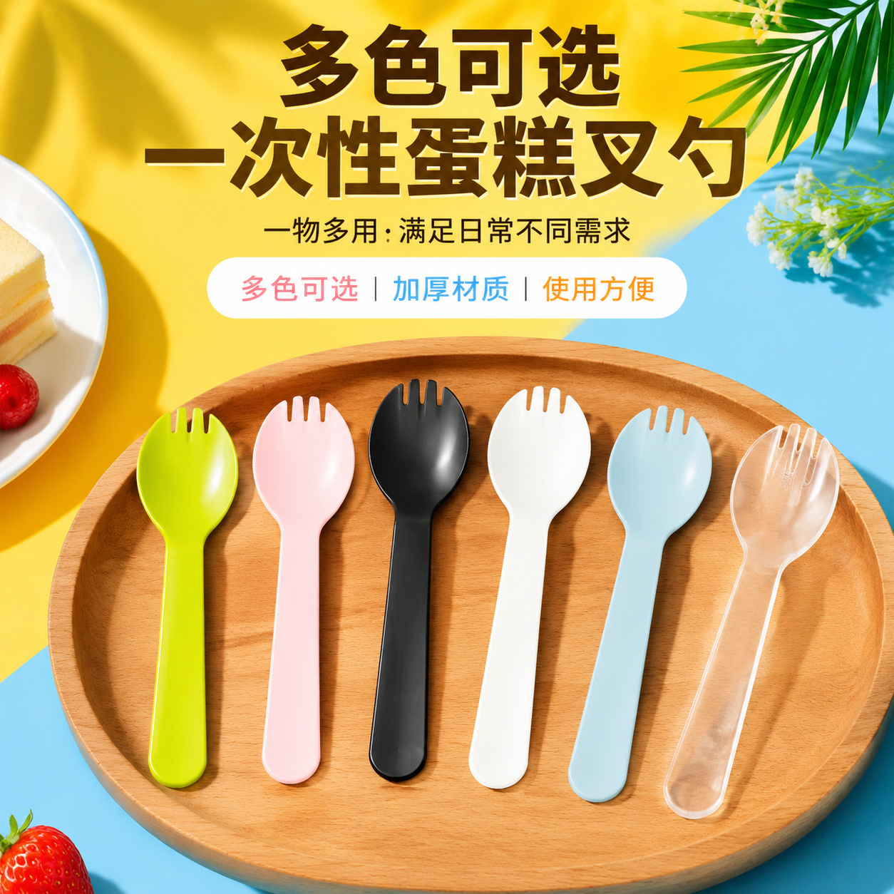 Individually packaged disposable cake forks and spoons, birthday cake spoons and forks, plastic cutlery for parties and celebrations