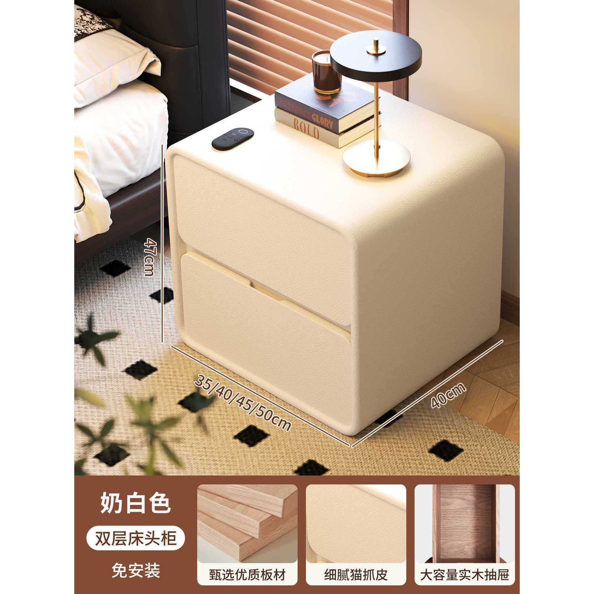 Bedside Table Solid Wood Home Bedroom New Style Small Medieval Cream Style Modern Simple Bedside Storage Cabinet