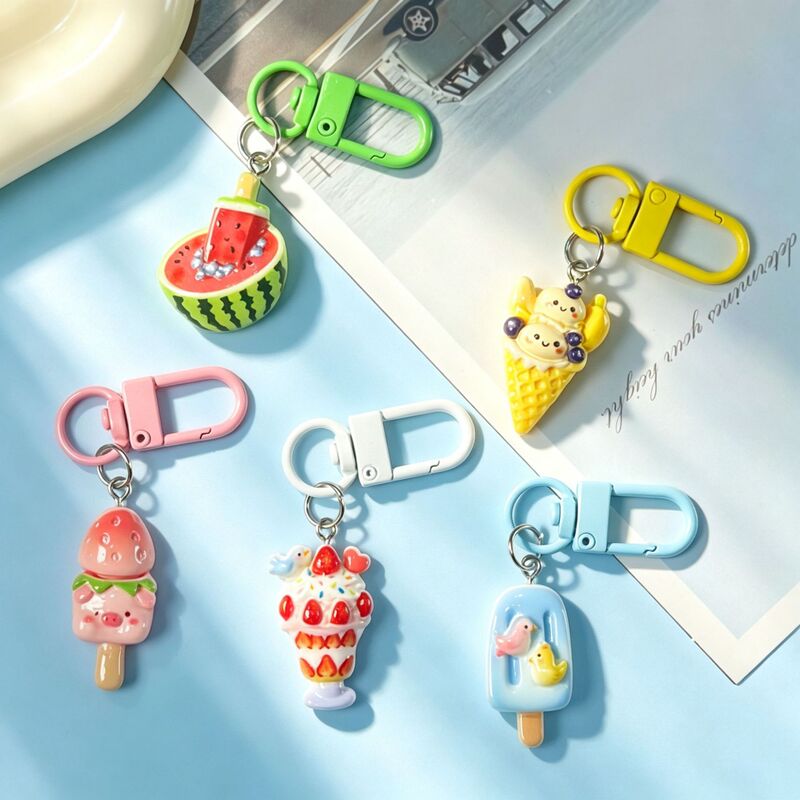 Wholesale cartoon watermelon ice cream keychains, cute and girly bag charms, small gifts for students and best friends Wholesale cartoon watermelon ice cream keychains, cute and girly bag charms, small gifts for students and best friends