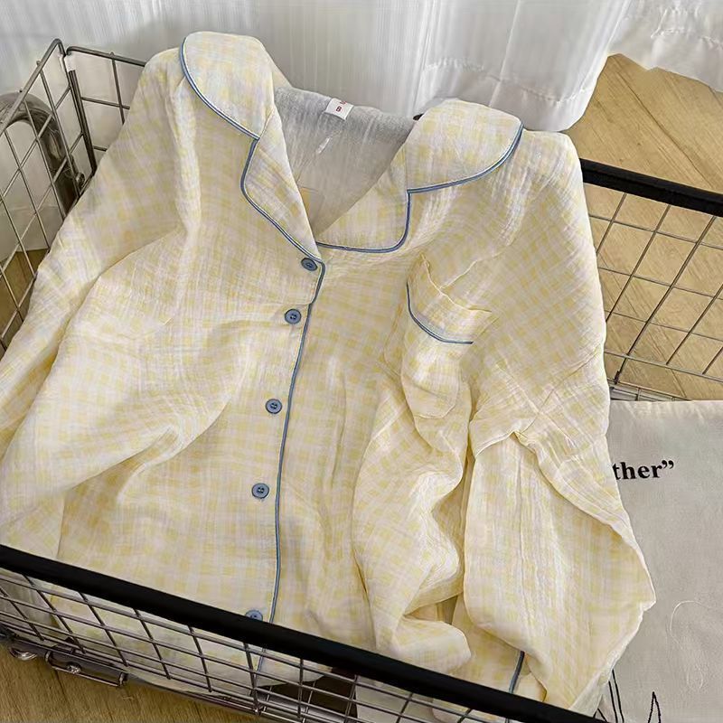 Pijamas de primavera y otoño nubes de algodón estudiantes delgados sueltos cardigans de manga larga set de ropa para el hogar image 11