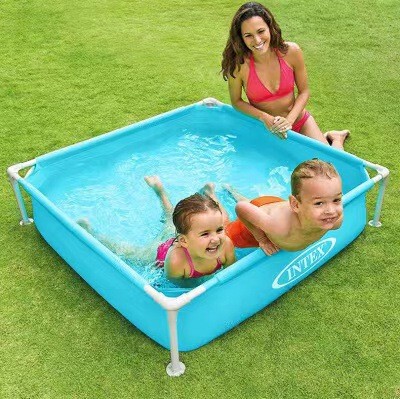 in stock INTEX57173 children's swimming pool mini square tube paddling pool blue bracket small pool